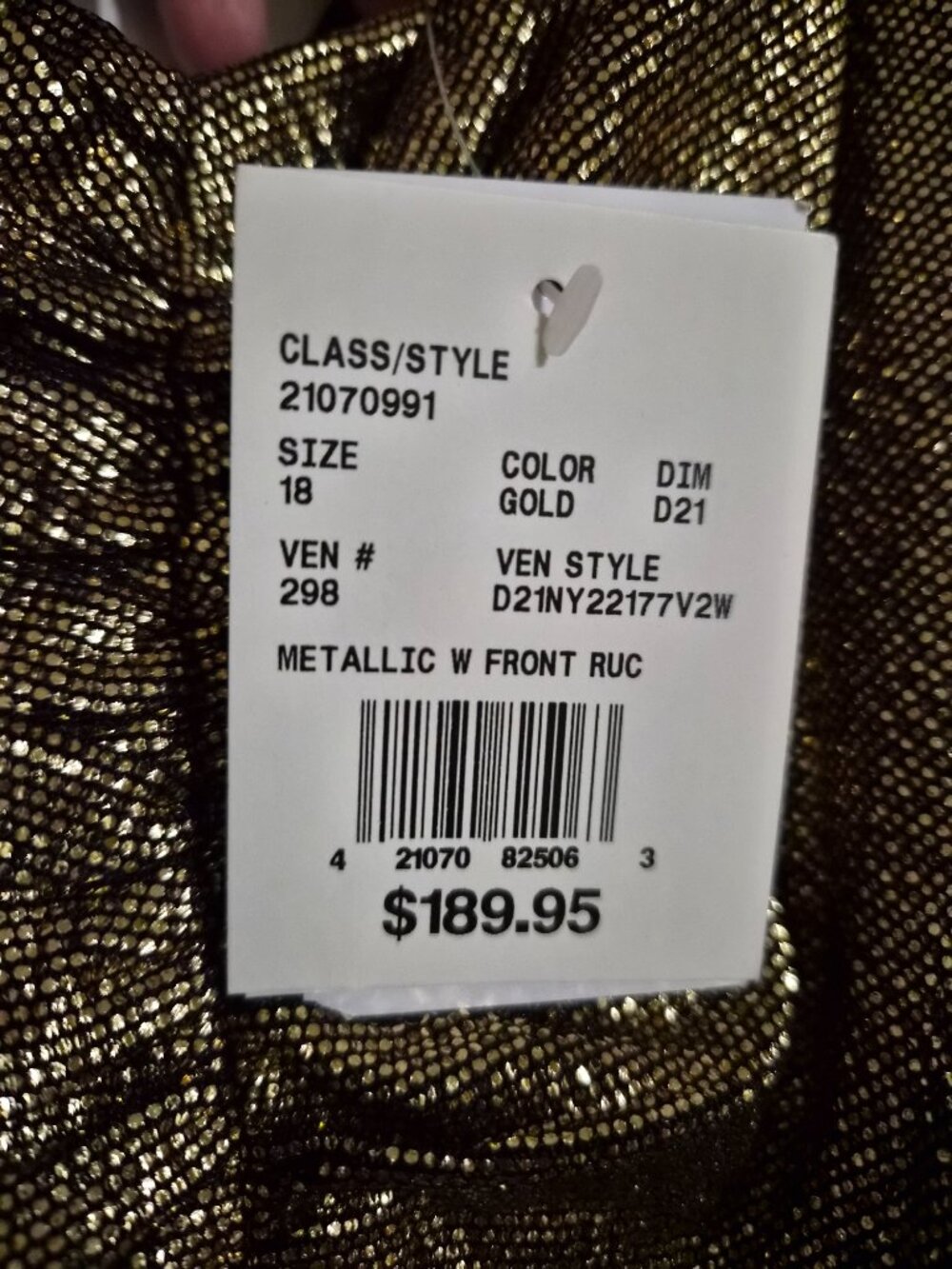 Davids Bridal Gold ruched dress gown - Picture 3 of 4